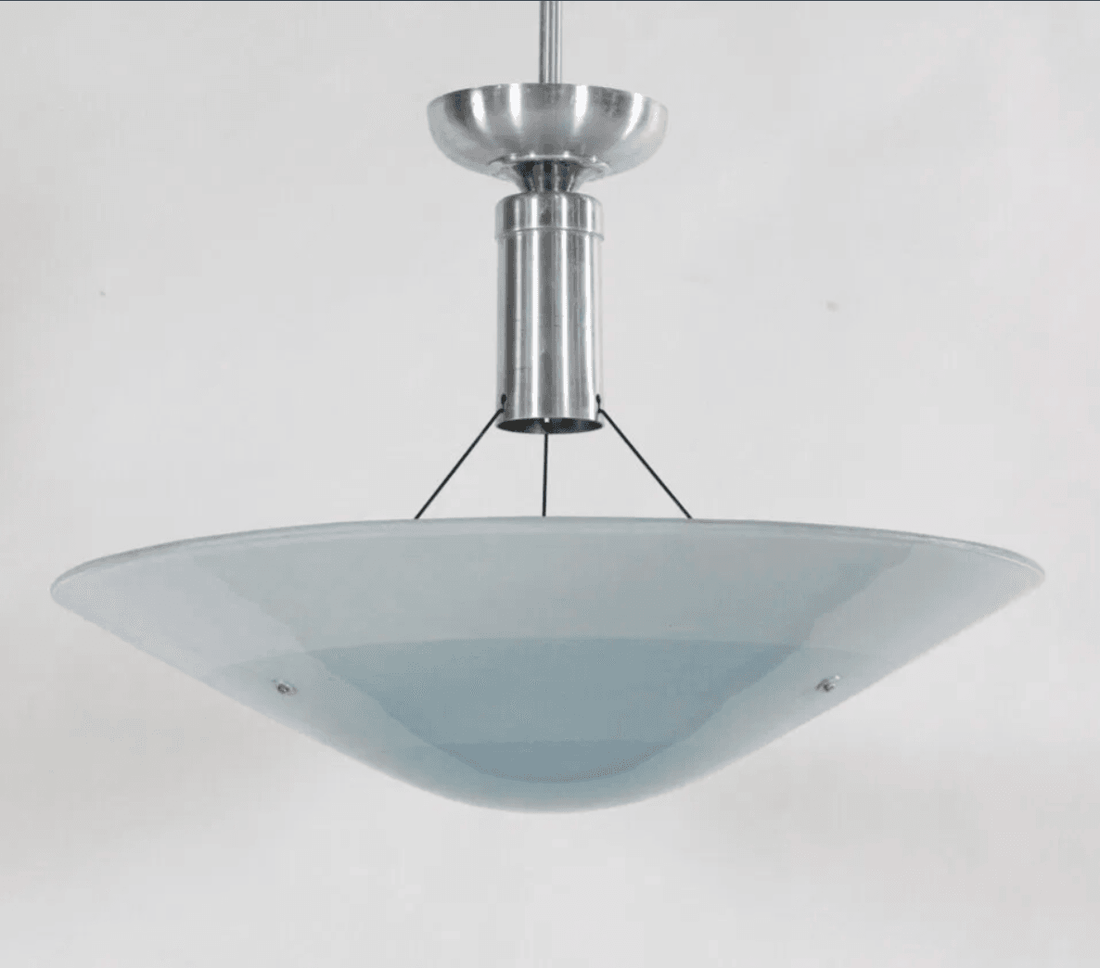 1950s Concentric Circle Ombre Blue Glass Pendant Light - Futura's Studio