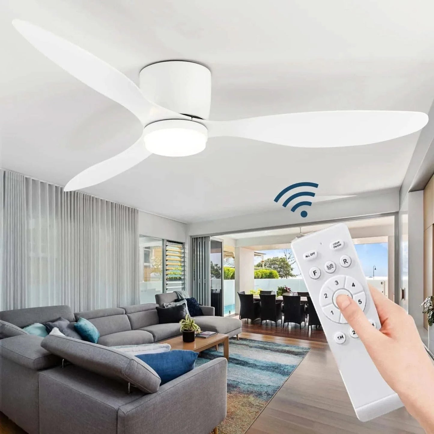 smart ceiling fan with light - Futura's Studio remote control