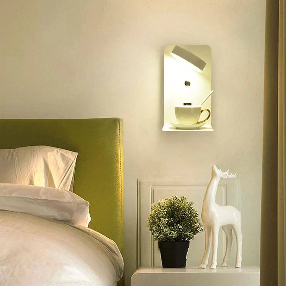 led lamp on wall - Futura's Studio charging phone scenario