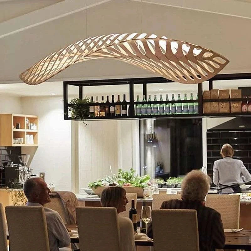 Wabi-Sabi Fish Bone Wood Pendant Lamp - Futura's Studio