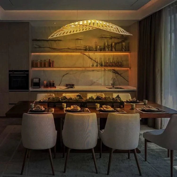 Wabi-Sabi Fish Bone Wood Pendant Lamp - Futura's Studio