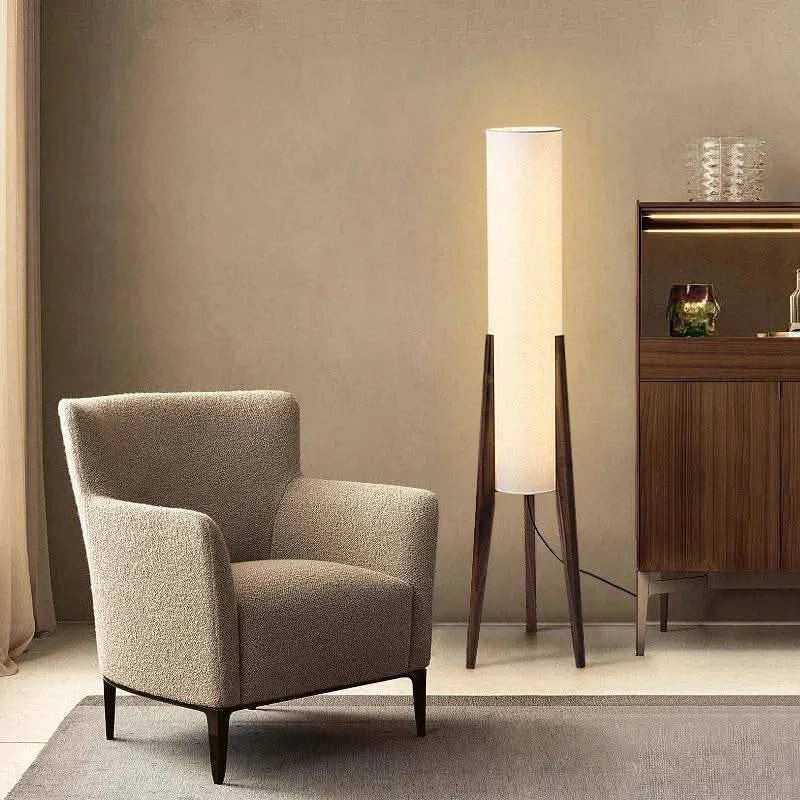 Wabi-Sabi Solid wood floor lamp - Futura's Studio beside sofa