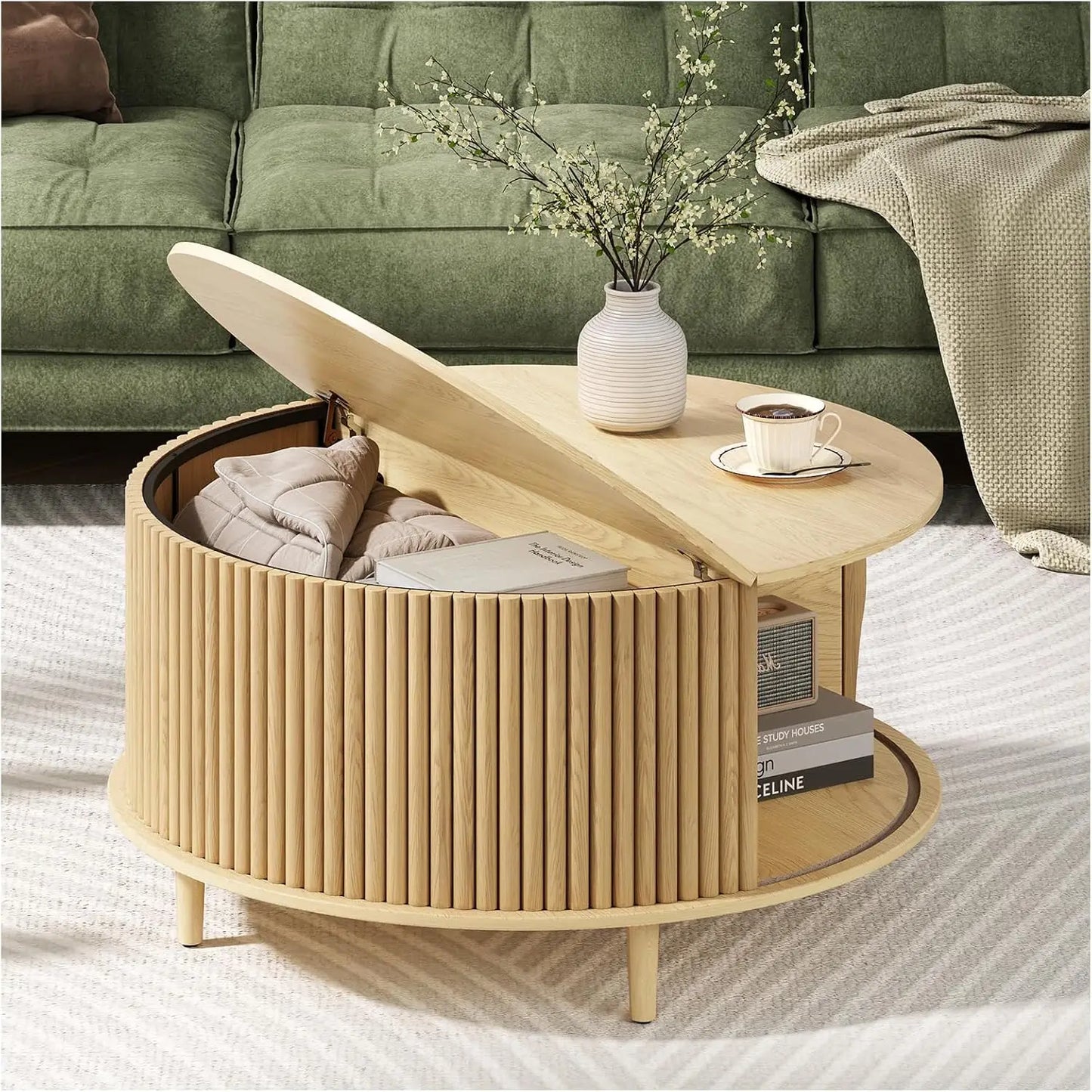 Solari™ – Sliding Round Cabinet Table