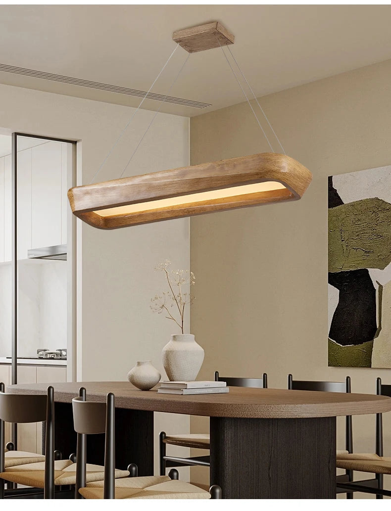 wood pendant light-dining room
