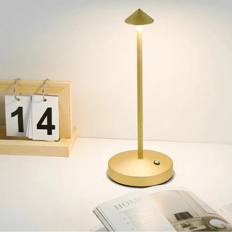 battery operated lamp table-golden