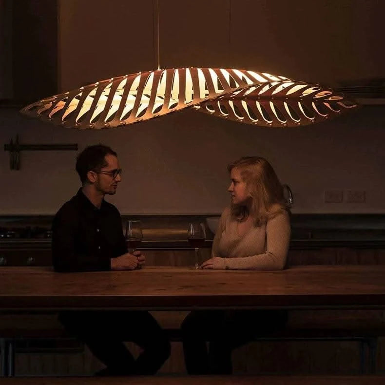 Wabi-Sabi Fish Bone Wood Pendant Lamp - Futura's Studio