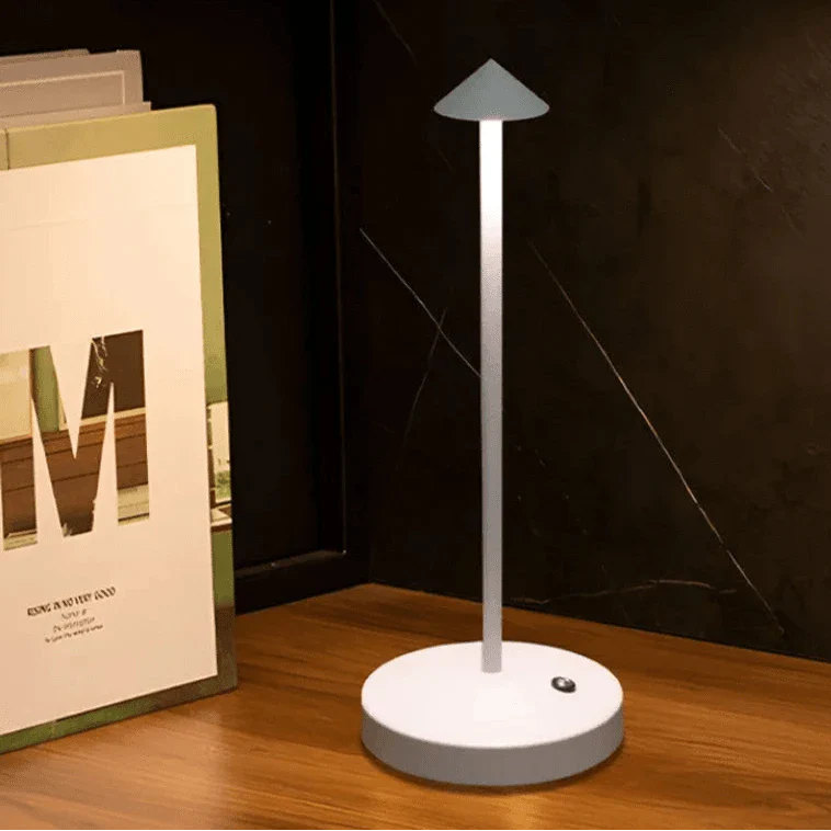 battery operated lamp table-white