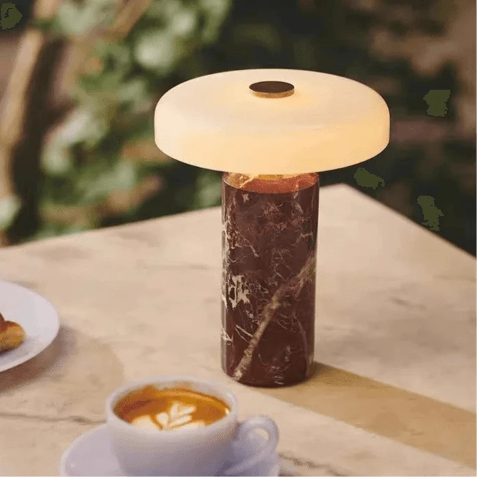 marble table lamp-maroon
