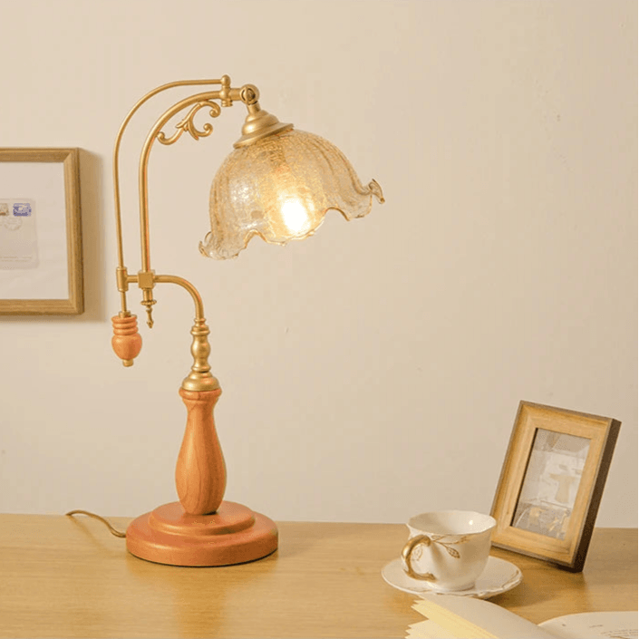 French Vintage Glass Table Lamp - Futura's Studio