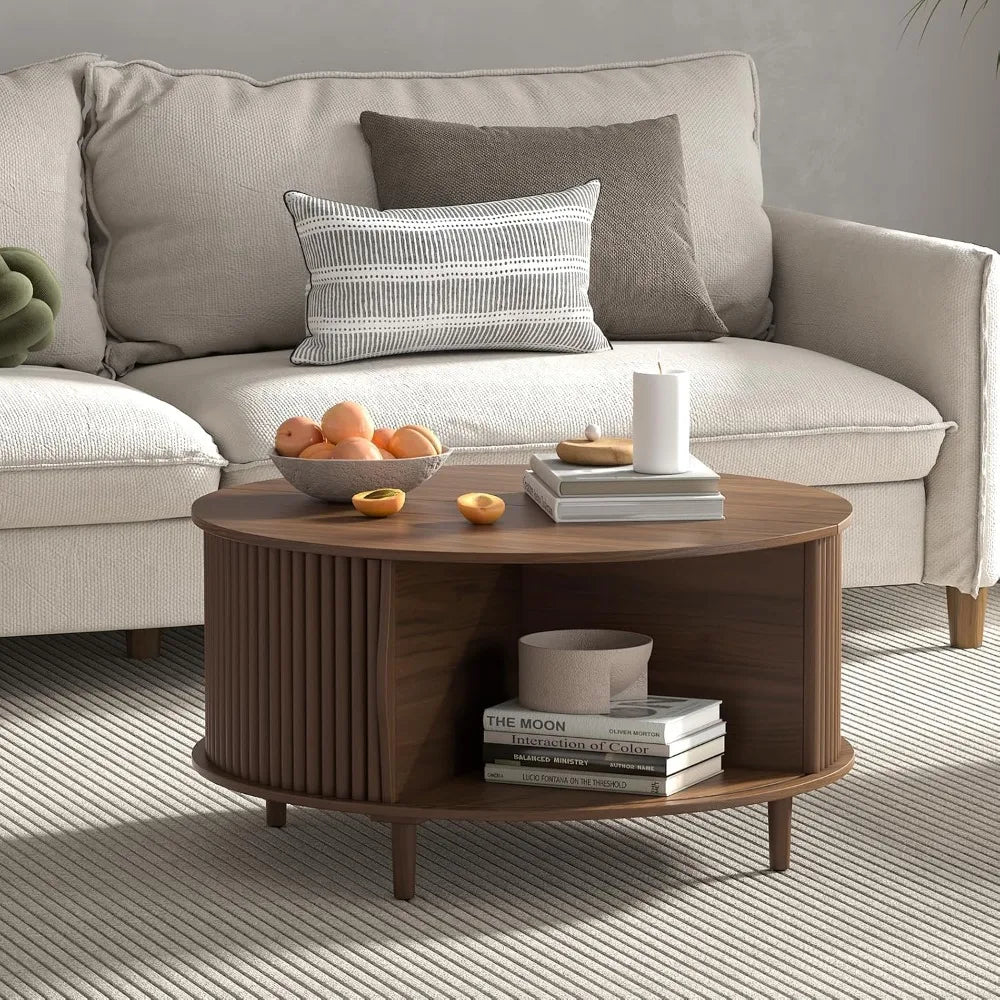 Solari™ – Sliding Round Cabinet Table