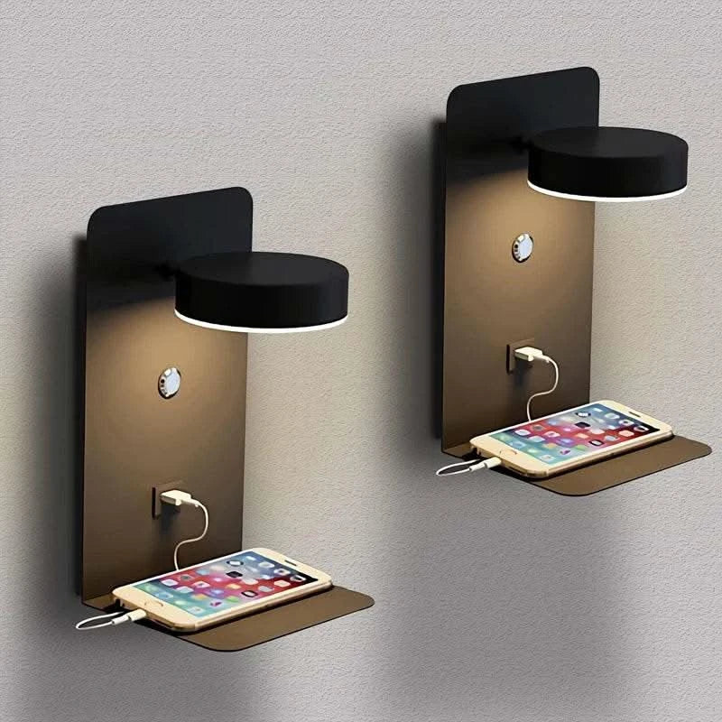 led lamp on wall - Futura's Studio charging phone black