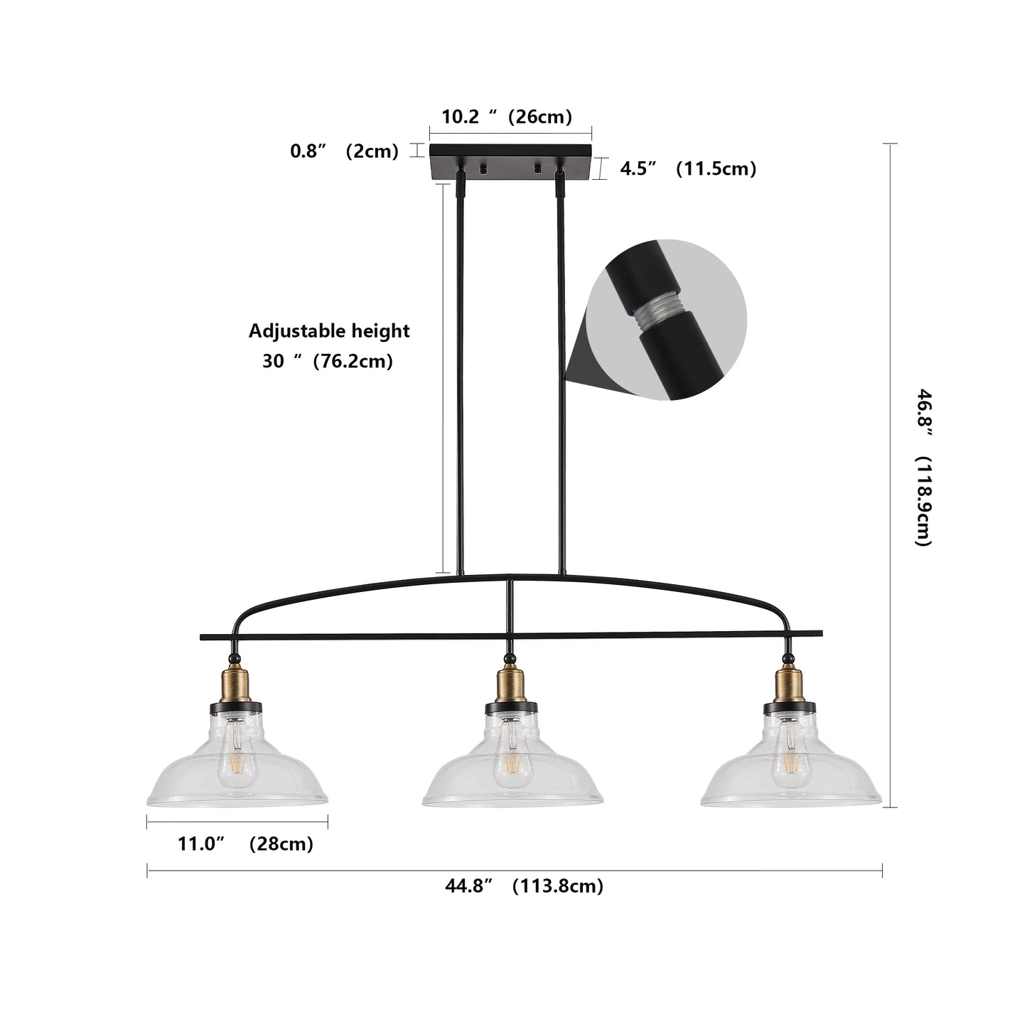 glass pendant light-size
