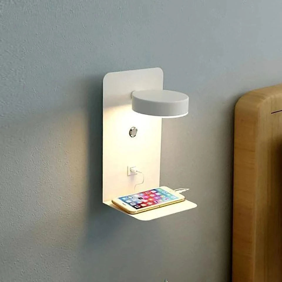 led lamp on wall - Futura's Studio charging phone white