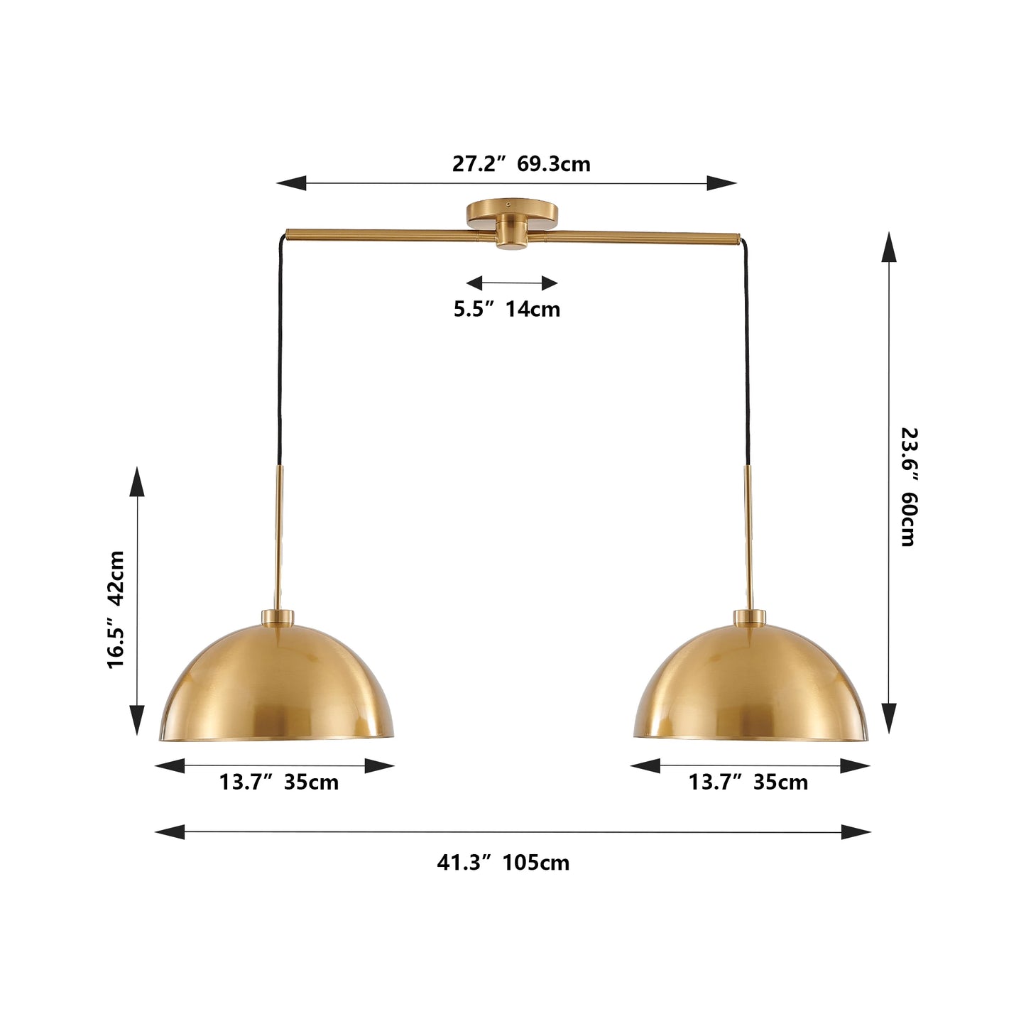 brass lamp pendant- size
