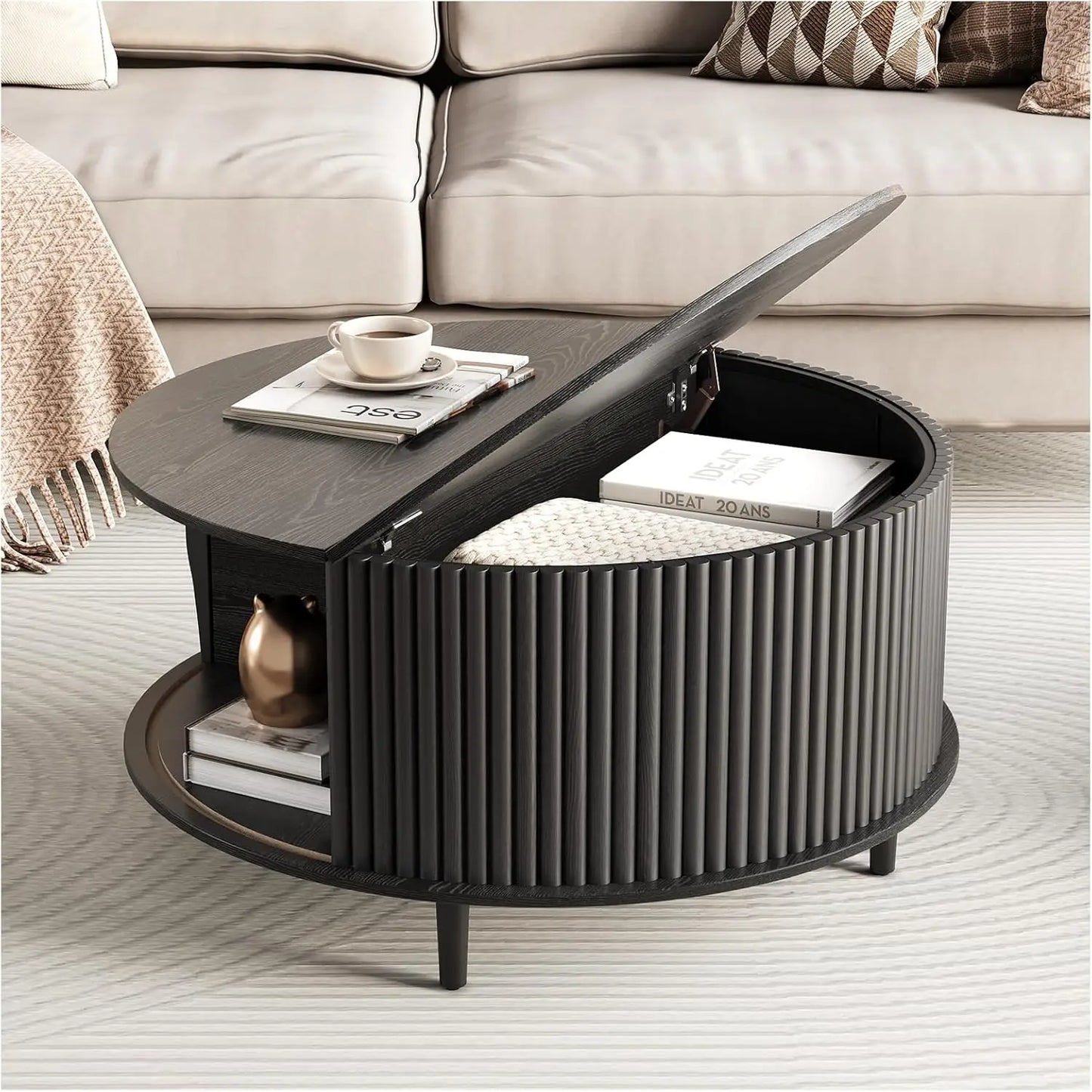 Solari™ – Sliding Round Cabinet Table
