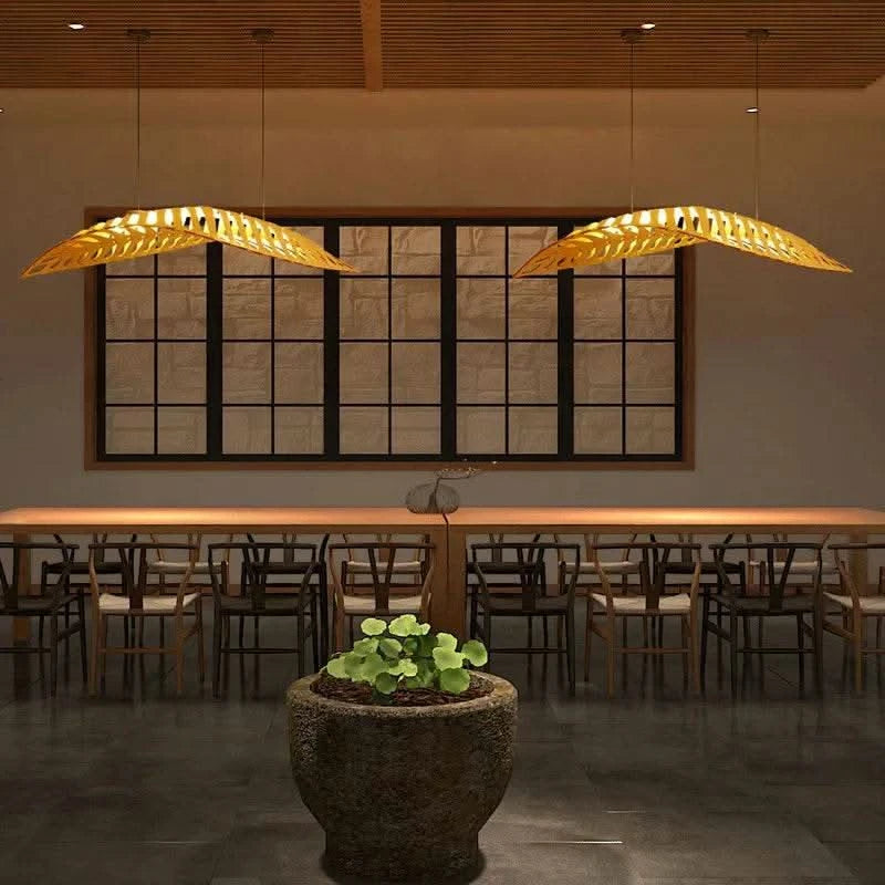 Wabi-Sabi Fish Bone Wood Pendant Lamp - Futura's Studio