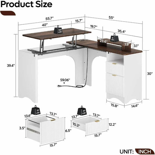 LiftTop Charging Corner Extendable Desk - Futura’s Studio