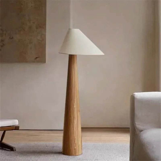 Tapered Oak Wood Wabi-Sabi Floor Lamp - Futura’s Studio
