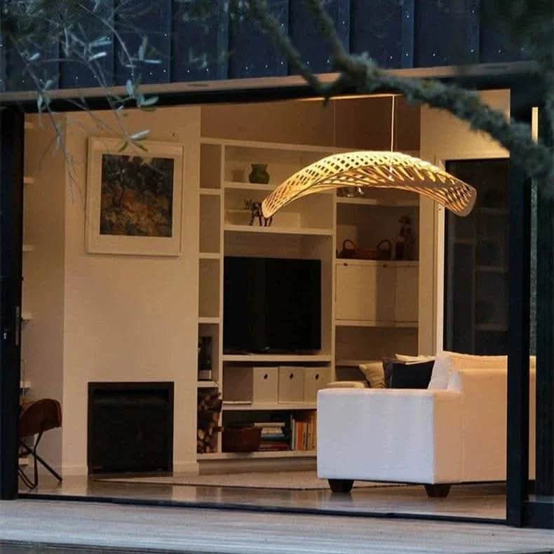 Wabi-Sabi Fish Bone Wood Pendant Lamp - Futura’s Studio