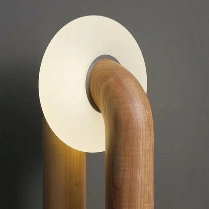 Swiss Modern Wood Arch Lamp - Futura's Studio - Dark Night -