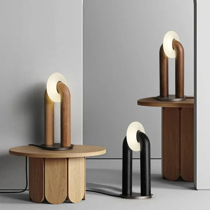 Swiss Modern Wood Arch Lamp - Futura's Studio - Dark Night -