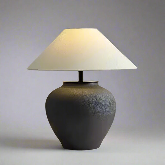 Velora™ – Sculptural Midnight Vessel Table Lamp