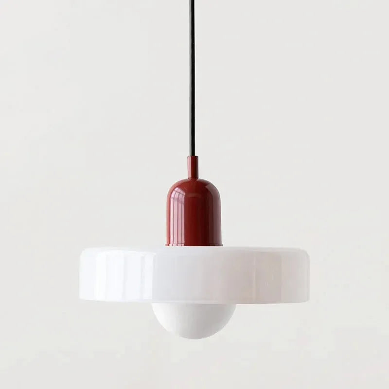 Minimalist Macaron Pendant Lamp - Futura's Studio - Pearl on Maroon / 35cm -