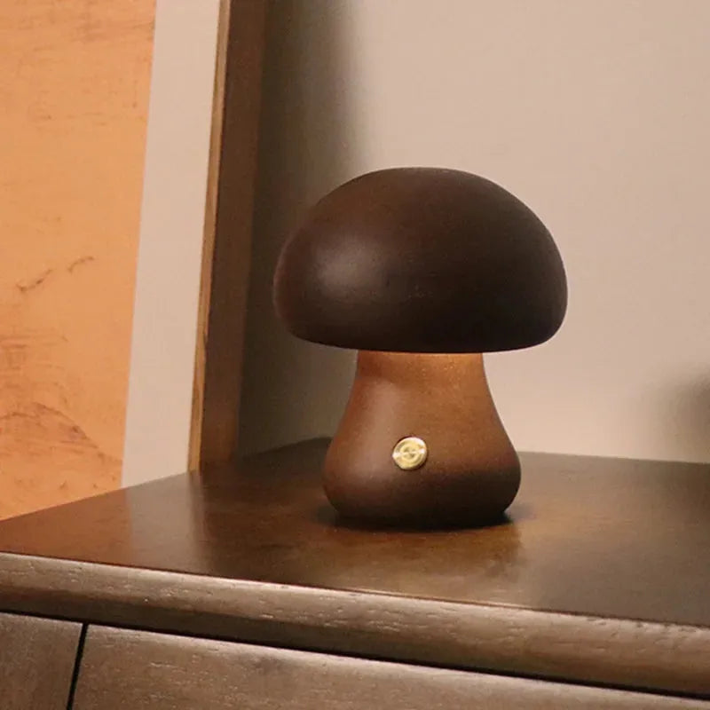 Wooden Mushroom Night Light - Futura's Studio - Stub Mahogany -