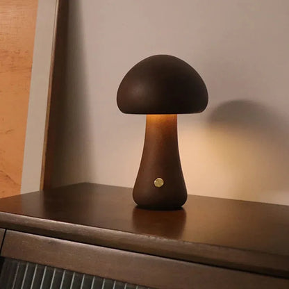 Wooden Mushroom Night Light - Futura's Studio - Tall Stub Walnut -