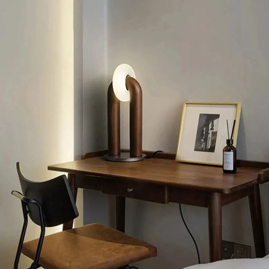 Swiss Modern Wood Arch Lamp - Futura's Studio - Mahogany -