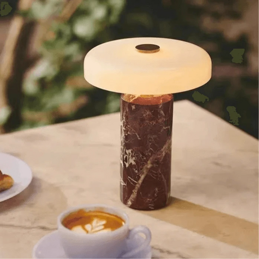 marble table lamp-maroon