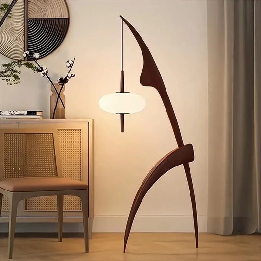 Noguchi Hanging Floor Lamp - Futura's Studio - Walnut -