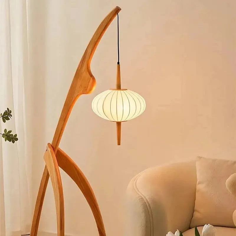 Noguchi Hanging Floor Lamp - Futura's Studio - Raw Wood -