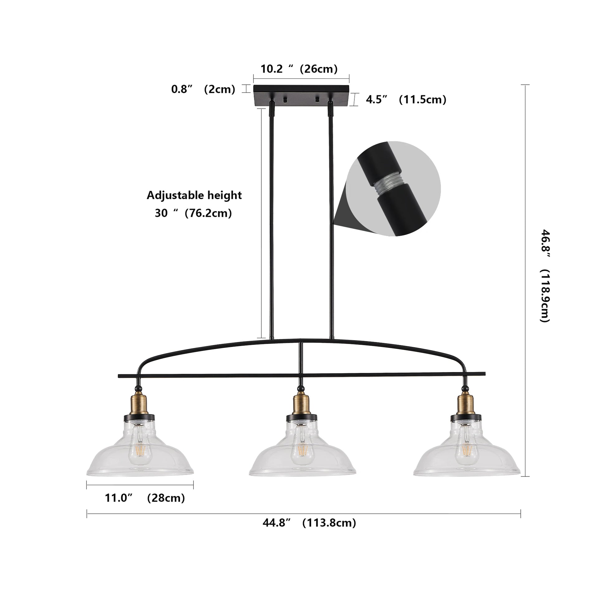 glass pendant light-size