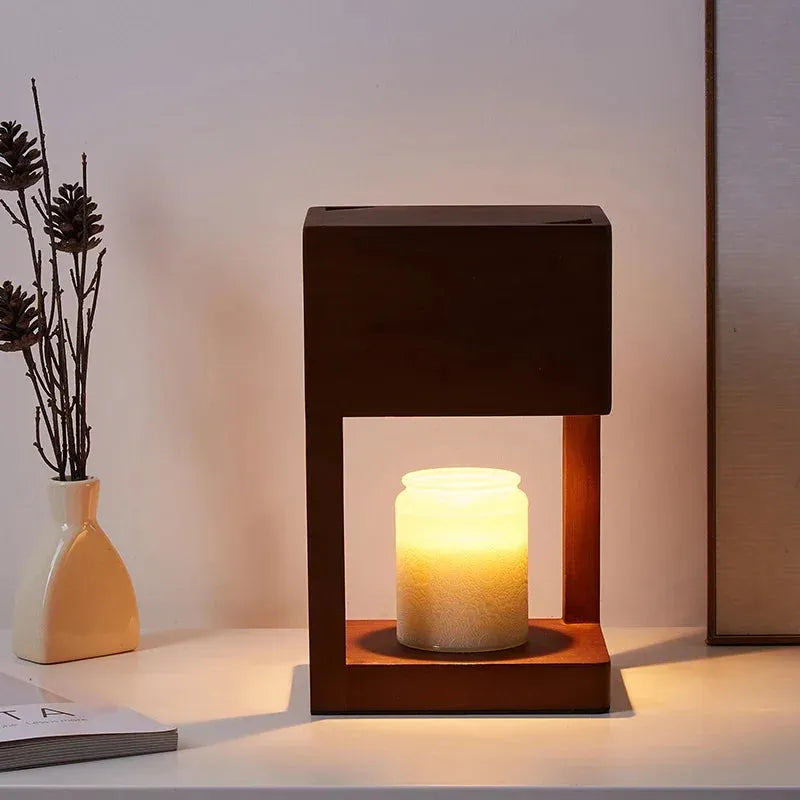 Wood Candle Melting Lamp - Futura's Studio - Dark wood -