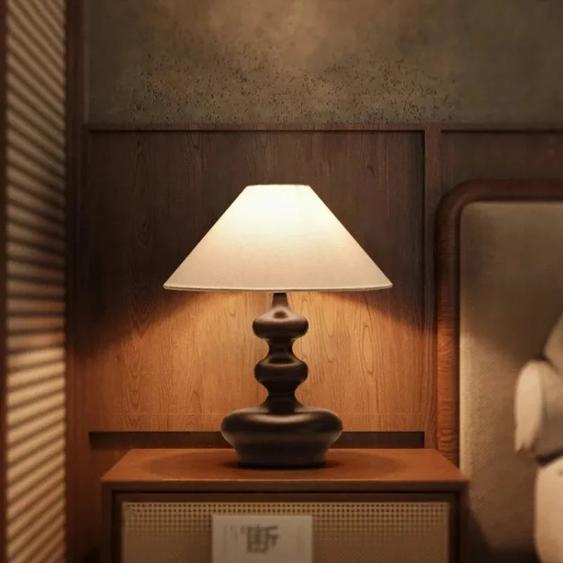 Solid Wood French Table Lamp - Futura's Studio - Walnut / cold white -