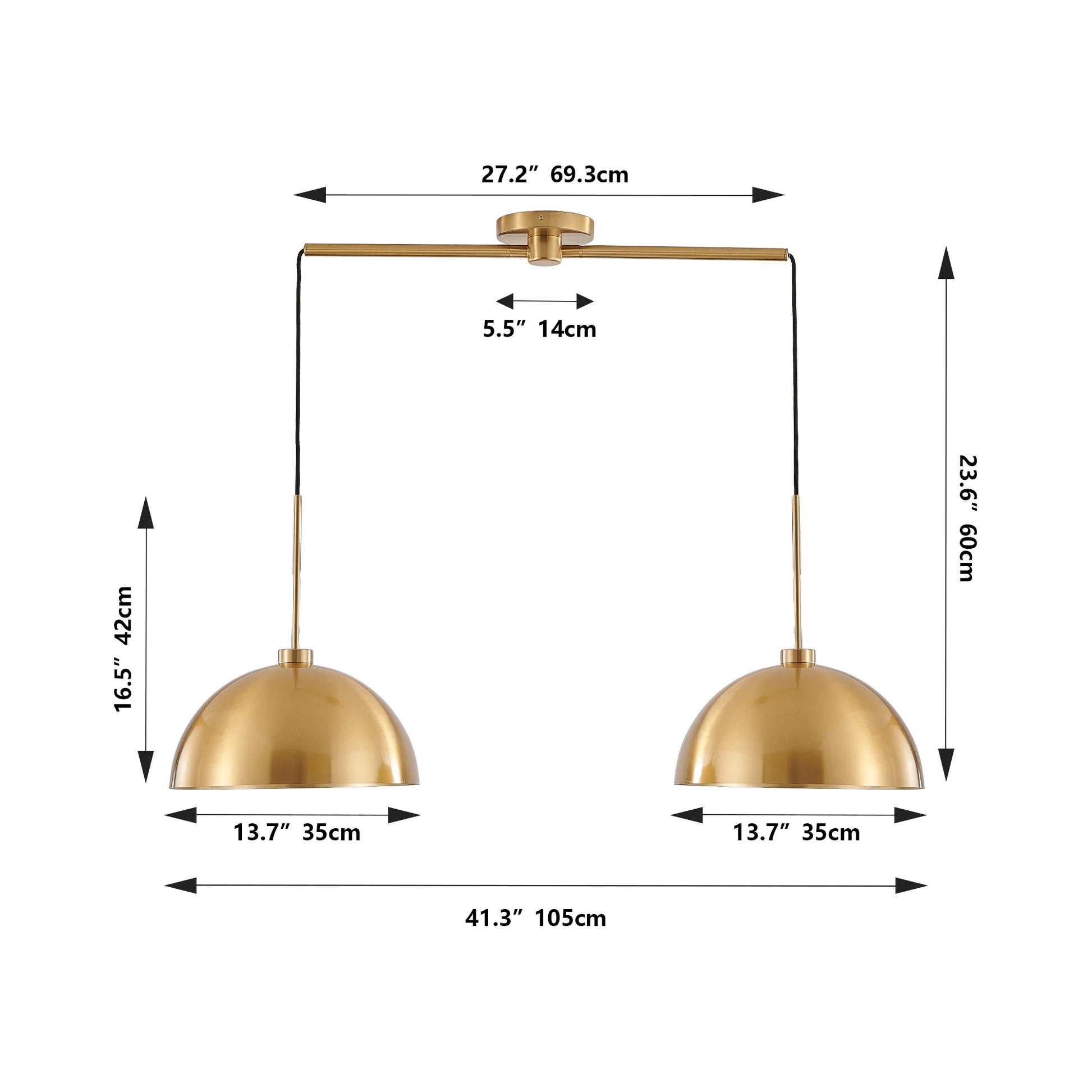 brass lamp pendant- size