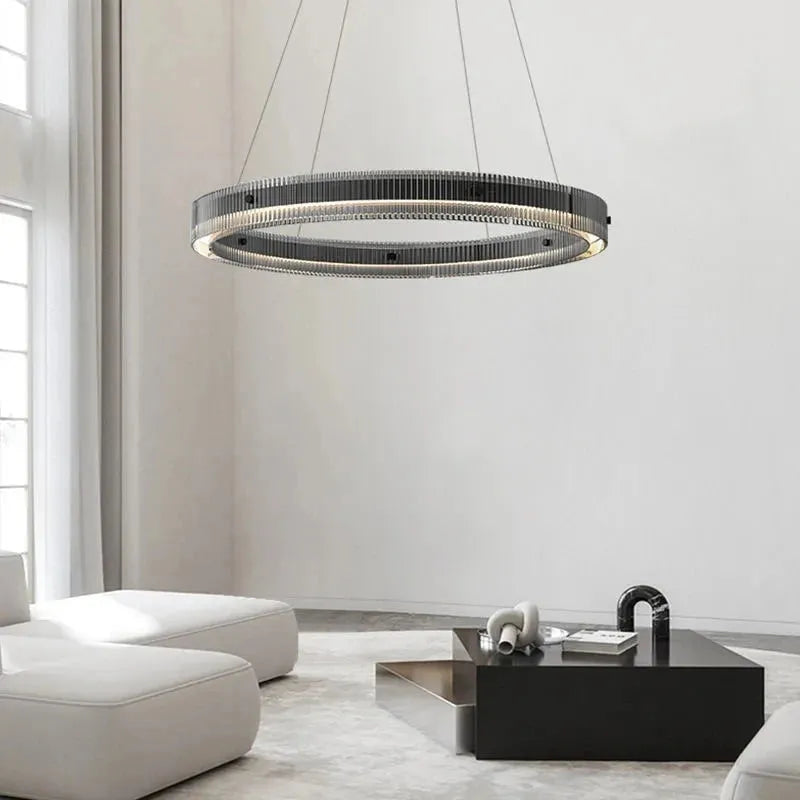 Nordic Luxury Glass Circle Chandelier - Futura's Studio - Large RIng -