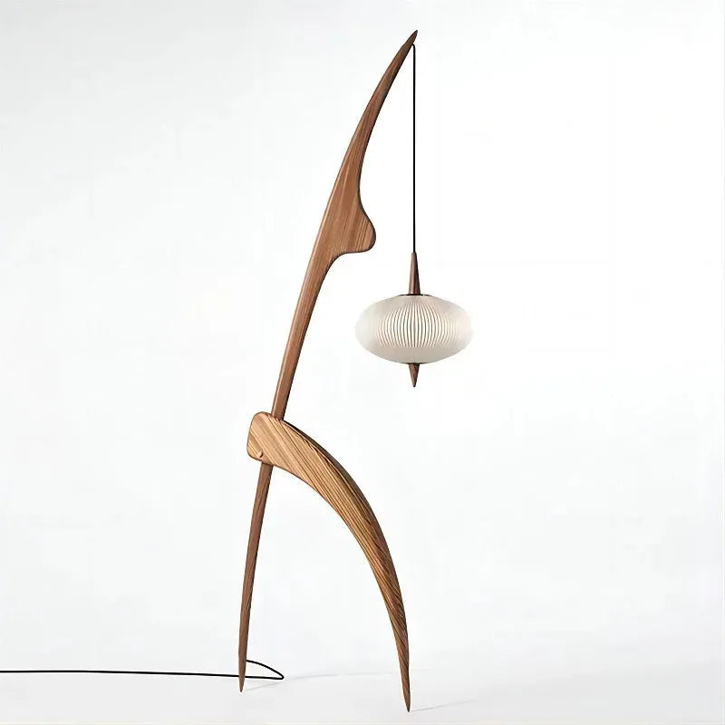 Noguchi Hanging Floor Lamp - Futura's Studio - Walnut -