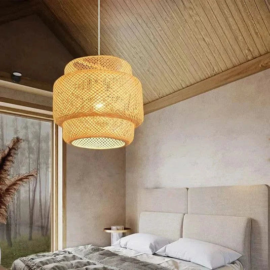 Hikari Woven japanese ceiling lamp - Futura's Studio bedroom