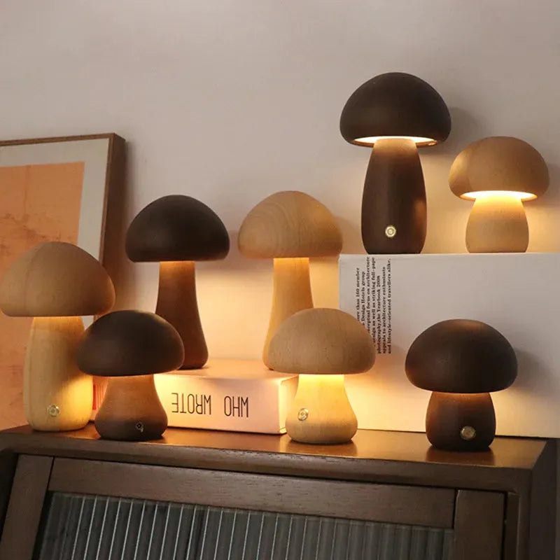 Wooden Mushroom Night Light - Futura's Studio - Stub Birch -