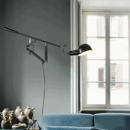 Dimmable Industrial Swing Arm Wall Lamp - Futura's Studio - Onyx / Cool -