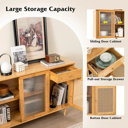 Bamboo Rattan & Glass Buffet - Buy Online at Futura’s Studio