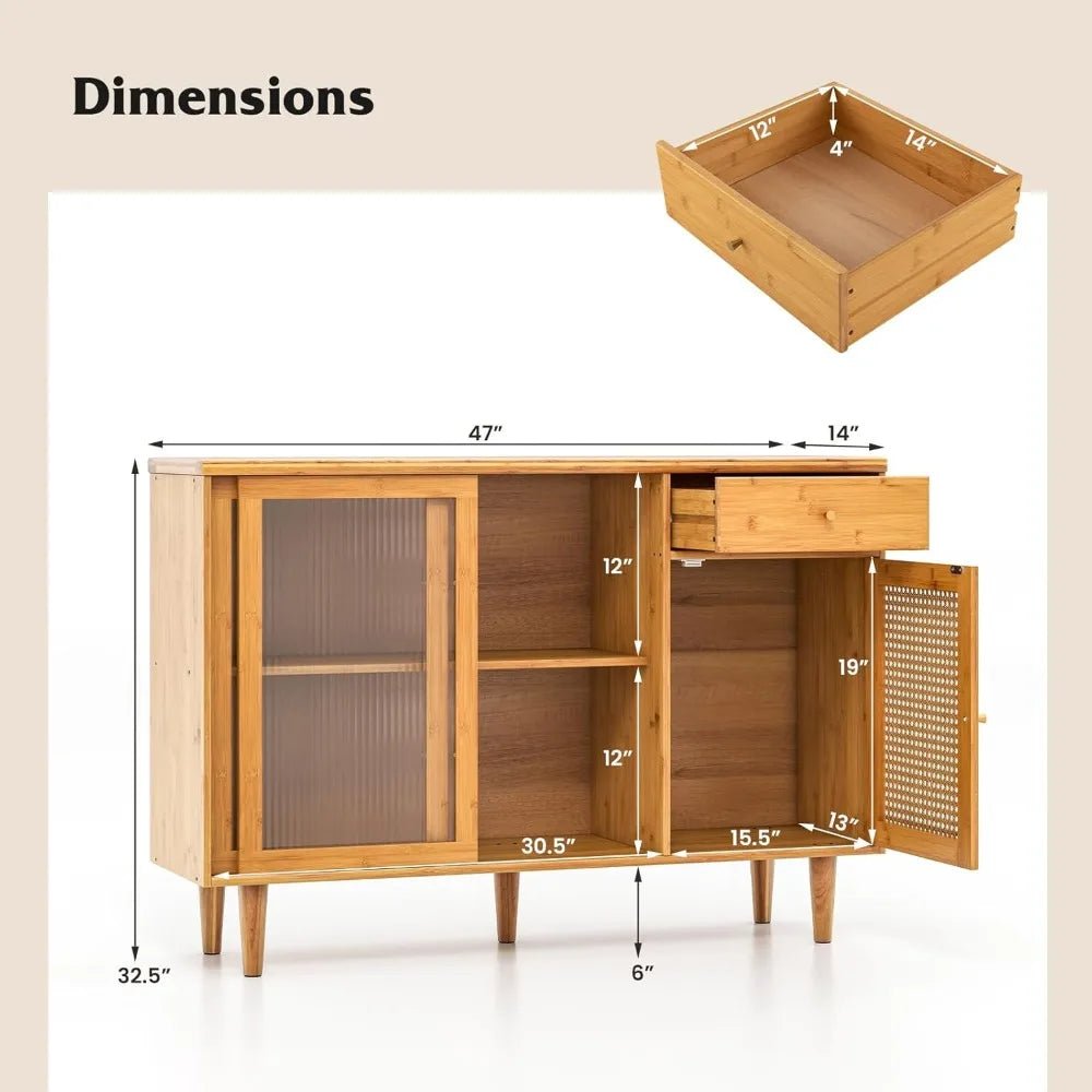 Bamboo Rattan & Glass Buffet - Buy Online at Futura’s Studio