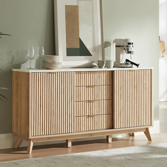Fluted Marble Topped Buffet - Buy Online at Futura’s Studio