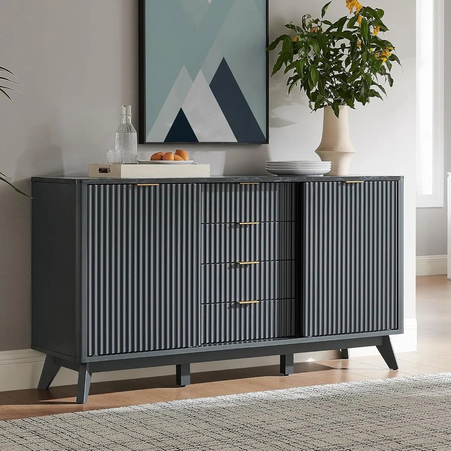 Fluted Marble Topped Buffet - Buy Online at Futura’s Studio