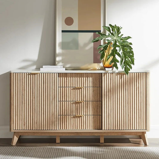 Fluted Marble Topped Buffet - Buy Online at Futura’s Studio