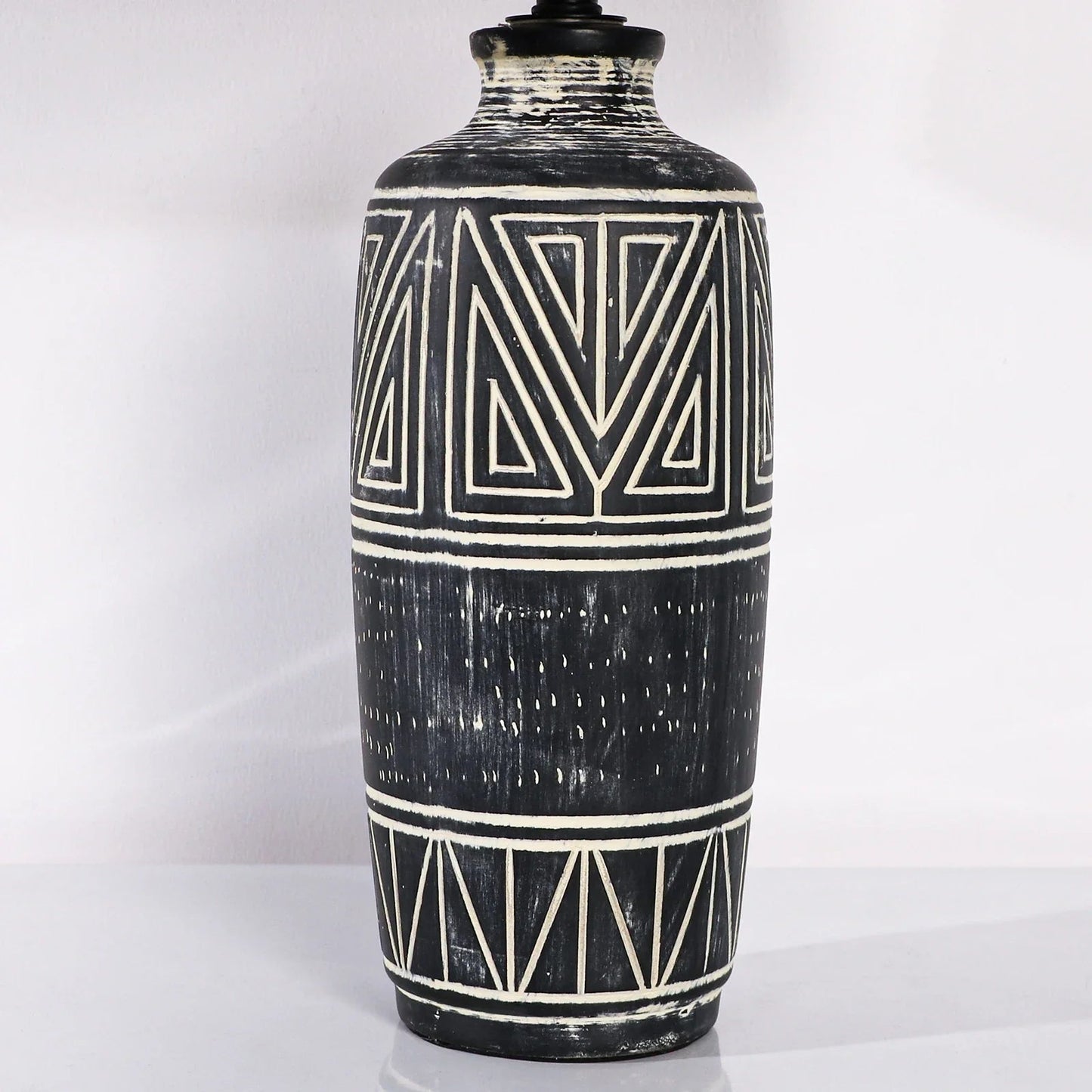 Geometric Ceramic Table Lamps with Linen Shade - Buy Online at Futura’s Studio