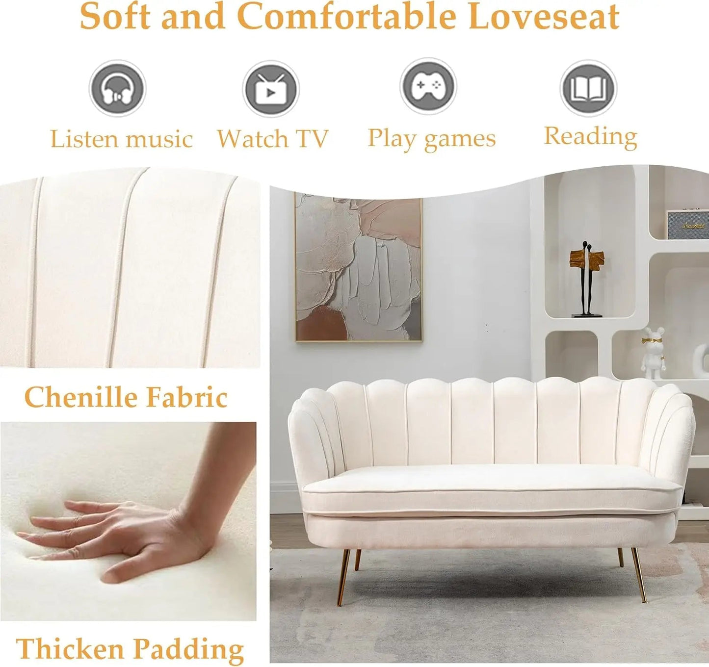 Gold Leg Chenille Sofa - Buy Online at Futura’s Studio