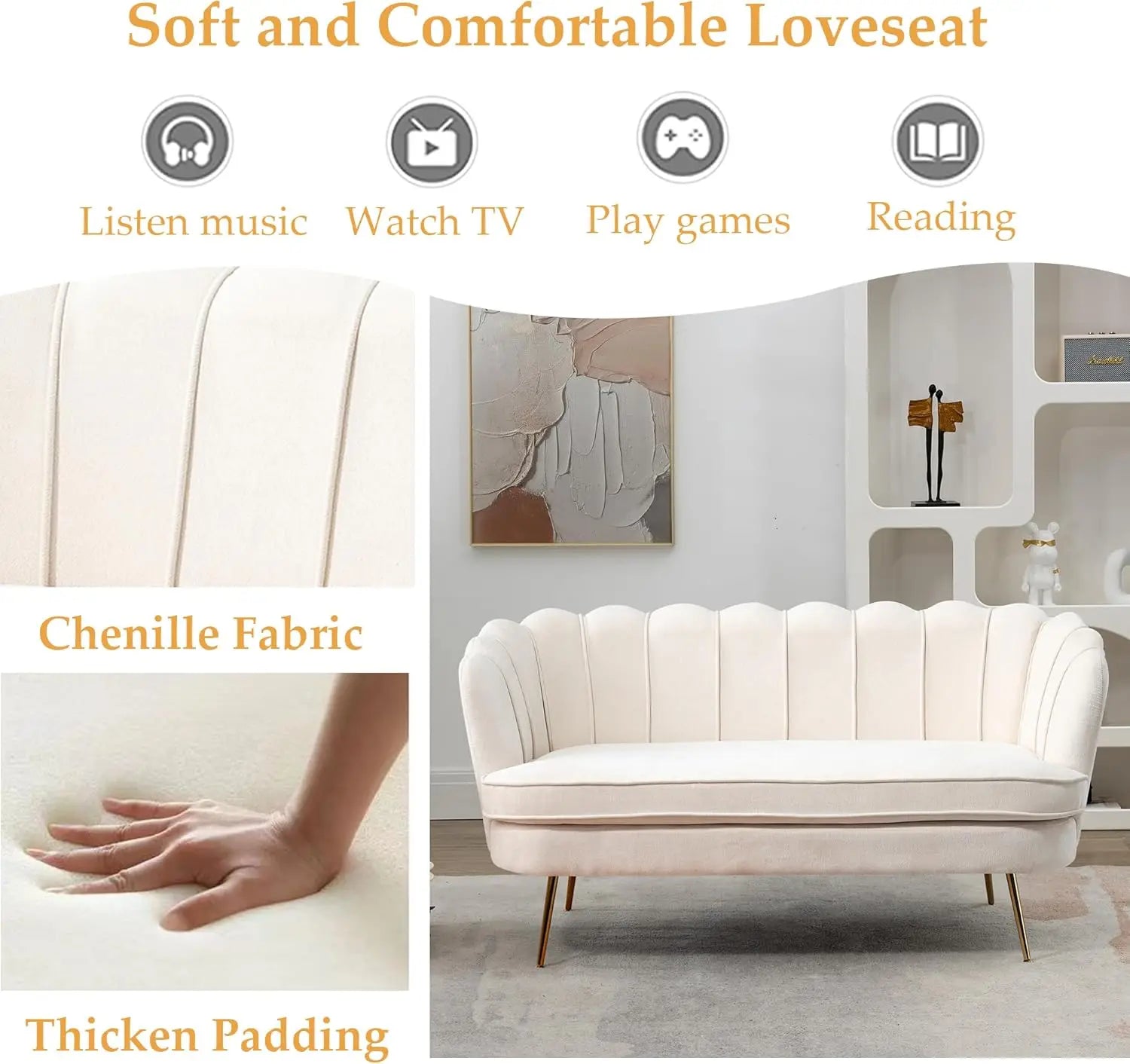 Gold Leg Chenille Sofa - Buy Online at Futura’s Studio
